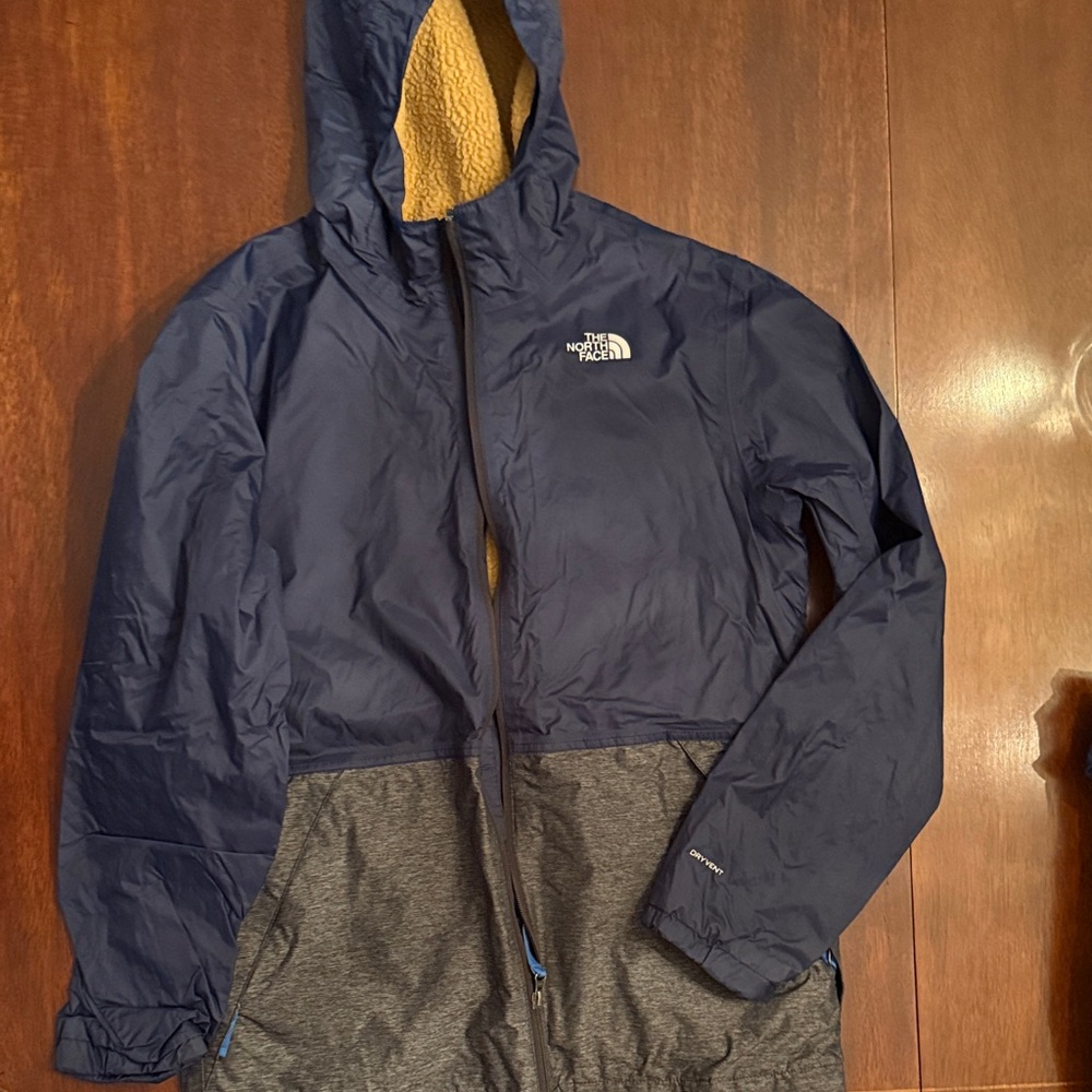 Boys XL North Face Navy and Charcoal Hooded Jacket
